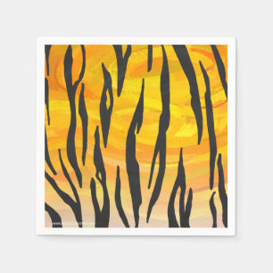Serviette Jetable Copie noire et orange de tigre
