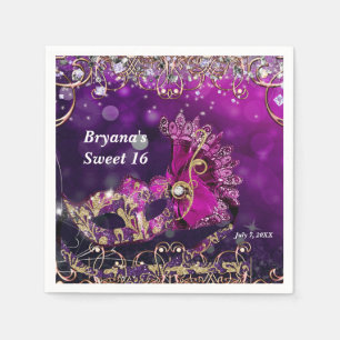 Serviette Jetable Costume rose et or Masquerade Masque fête d'annive