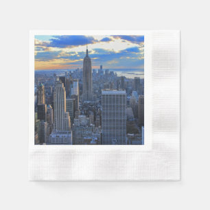 Serviette Jetable Coucher de soleil sur la ligne d'horizon de NYC en