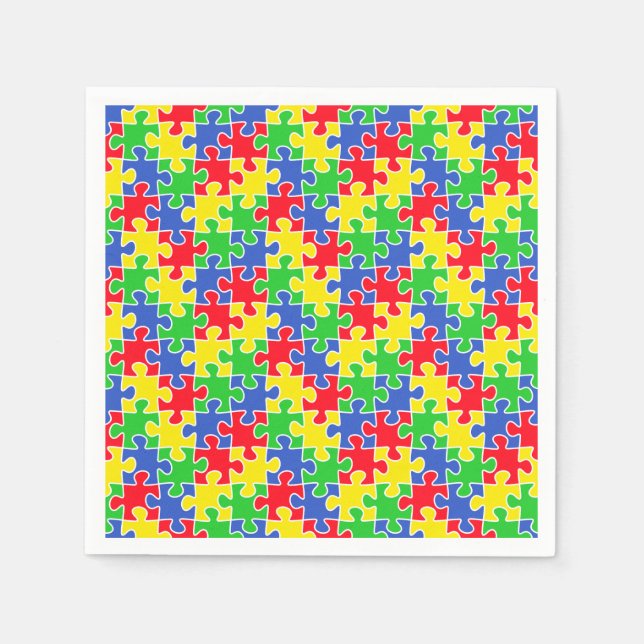 Serviette Jetable Couleurs primaires lumineuses Jigsaw Puzzle Pièces (Devant)