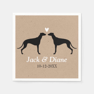 Serviette Jetable Couple Mariage Greyhounds avec texte personnalisé