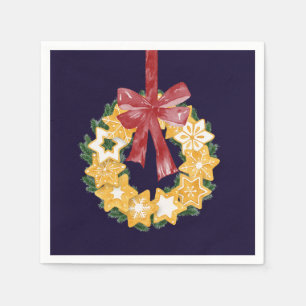 Serviette Jetable Couronne de biscuits de Noël avec Arrière - plan b