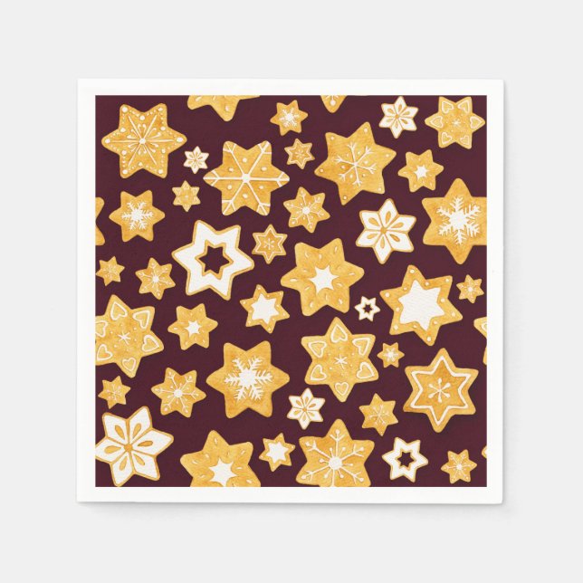 Serviette Jetable Couronne de biscuits de Noël avec Arrière - plan d (Devant)