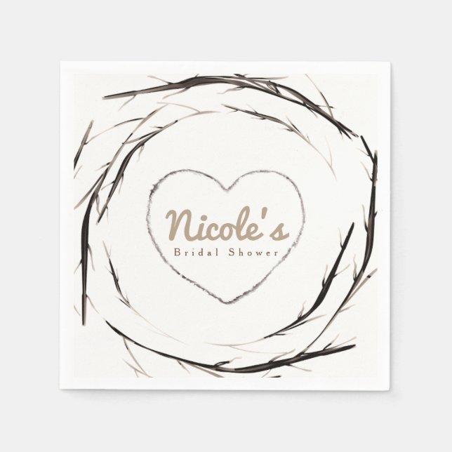 Serviette Jetable Couronne de brindilles et de branches rustiques su (Devant)