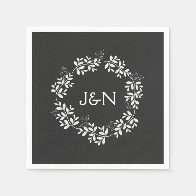 Serviette Jetable Couronne de feuilles rustiques Mariage personnalis (Devant)