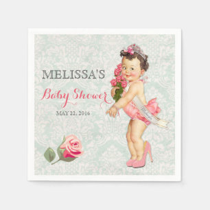 Serviette Jetable Couronne de roses pour princesse bébé fille