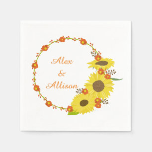 Serviette Jetable Couronne mariage de tournesol jaune