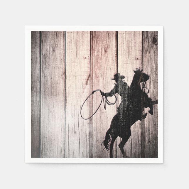 Serviette Jetable Cowboy Rustic Wood Grange Pays Fête d'anniversaire (Devant)