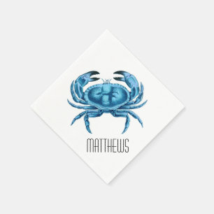 Serviette Jetable Crabe bleu personnalisé