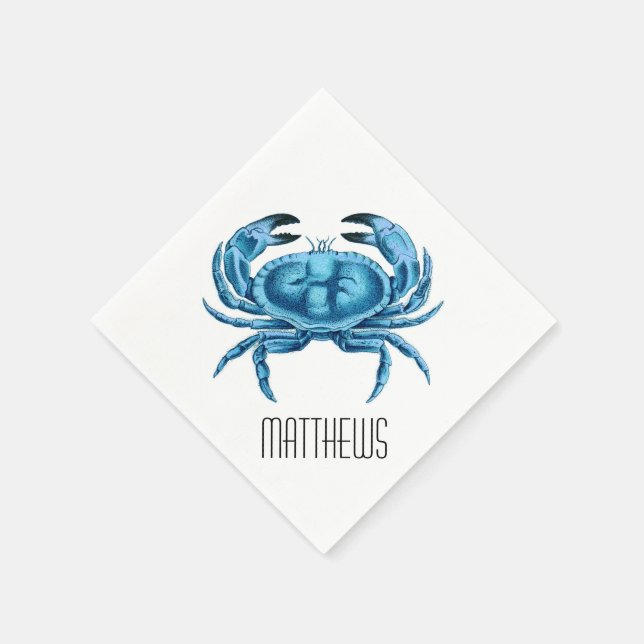 Serviette Jetable Crabe bleu personnalisé (Coin)