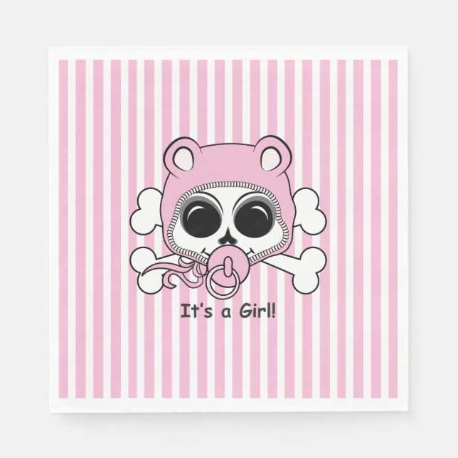 Serviette Jetable Crâne de Bébé Fille Mignon (Devant)