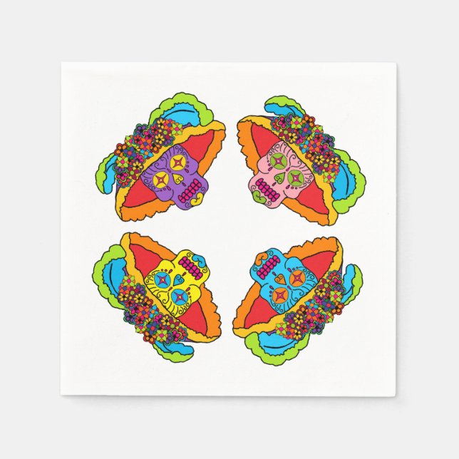 Serviette Jetable Crâne de sucre Catrina (Devant)