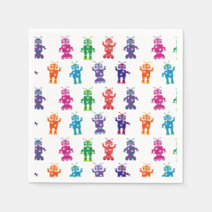 Serviette Jetable Crazy Robot Motif thème fête d'anniversaire