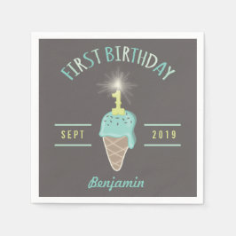 Serviette Jetable Crème glacée Sparkler 1er Anniversaire Papier de f