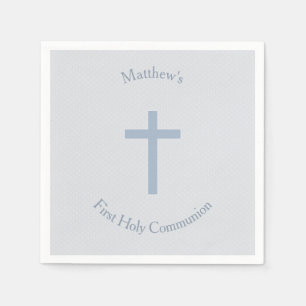 Serviette Jetable Croix Bleue Pastel Communion