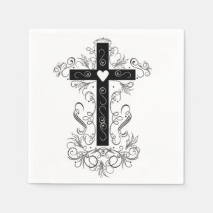 Serviette Jetable Croix stylisée flourish