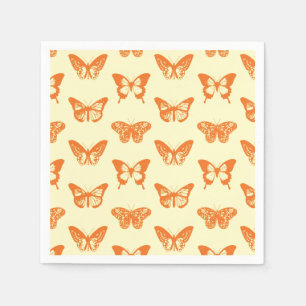 Serviette Jetable Croquis de papillon, jaune et orange