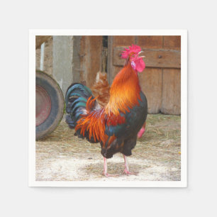 Serviette Jetable Crowing Red Rooster de Rhode Island