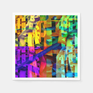 Serviette Jetable cubes Abstraits violet