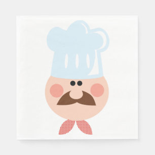 Serviette Jetable Cuisinier Italien avec Moustache et Chapeau