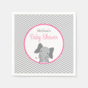 Serviette Jetable Cute Elephant Chevron Baby shower rose