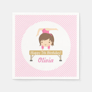 Serviette Jetable Cute Girl Gymnastique Anniversaire de enfant Fête 
