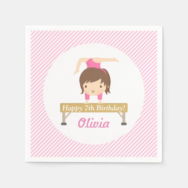 Serviette Jetable Cute Girl Gymnastique Anniversaire de enfant Fête  (Devant)