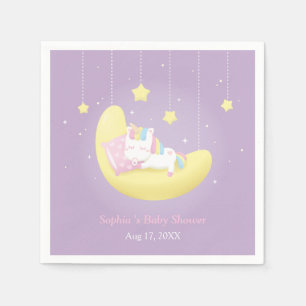 Serviette Jetable Cute Little Unicorne sur lune Baby shower serviett
