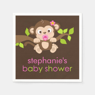 Serviette Jetable Cute Petit Singe Fille Baby shower Papier
