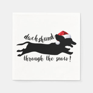 Serviette Jetable Dachshund à travers la neige Fêtes de Noël
