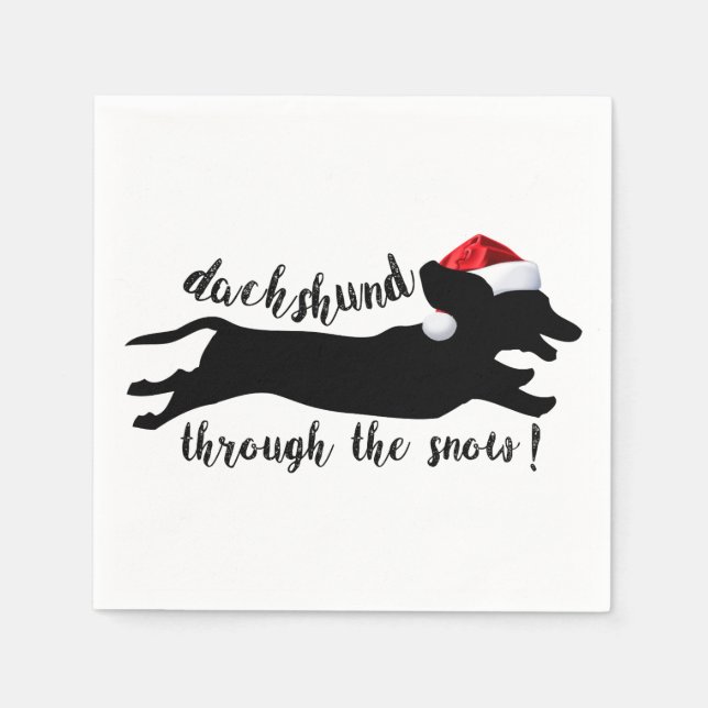 Serviette Jetable Dachshund à travers la neige Fêtes de Noël (Devant)
