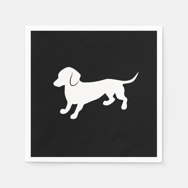 Serviette Jetable Dachshund Design noir et blanc (Devant)