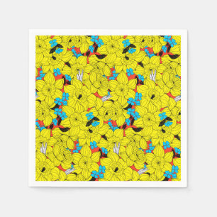 Serviette Jetable Daffodiques motif floral printanier