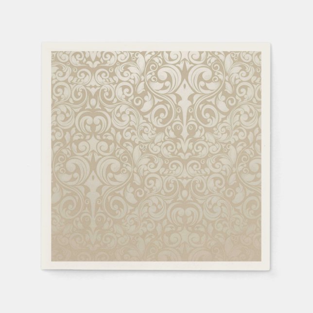 Serviette Jetable Damask Pattern Papier Cocktail Serviettes (Devant)