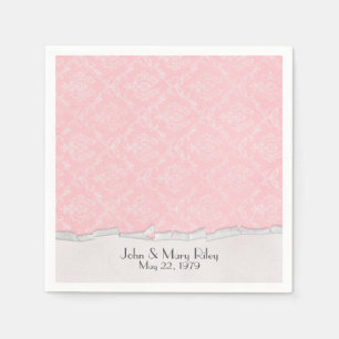 Serviette Jetable Damassé rose avec bordure à bord déchiré