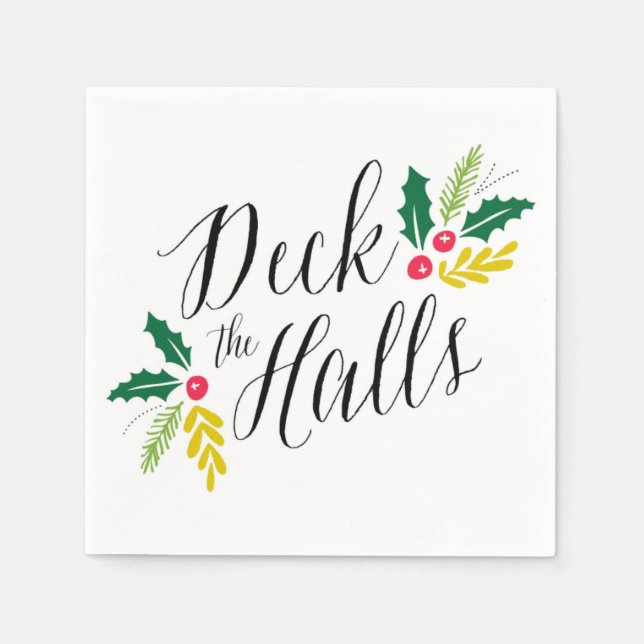 Serviette Jetable Deck Halls Elégant Jour de Vacances Napkin (Devant)