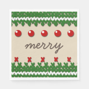Serviette Jetable Décor de Noël en saison avec texte personnalisé