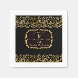 Serviette Jetable Décor Gold Golden 50e anniversaire Mariage