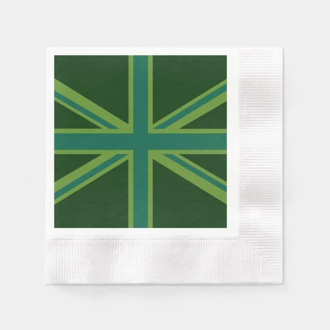 Serviette Jetable Décor turquoise vert Royaume-Uni Union Jack (Devant)