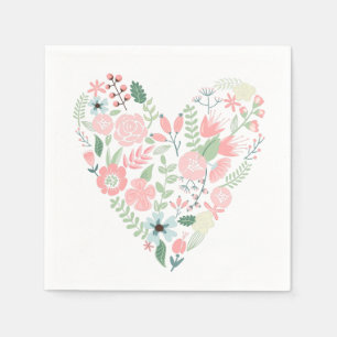 Serviette Jetable Délicat coeur floral