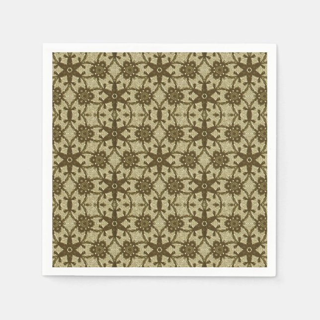 Serviette Jetable Dentelle antique - chocolat et beige (Devant)