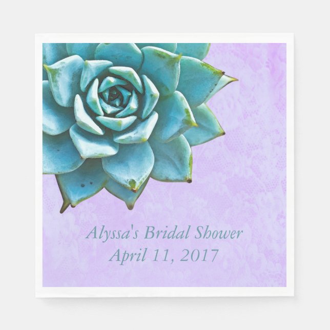 Serviette Jetable Dentelle lavande de Fête des mariées Succulente (Devant)