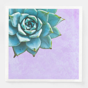 Serviette Jetable Dentelle succulente de lavande d'aquarelle