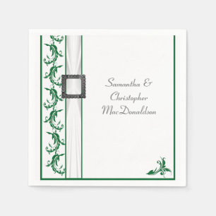 Serviette Jetable Dentelle verte et blanche mariage traditionnelle