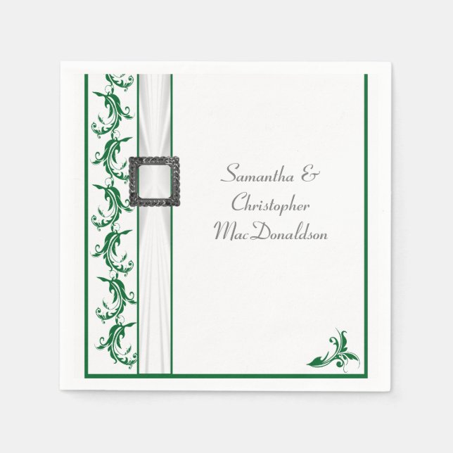 Serviette Jetable Dentelle verte et blanche mariage traditionnelle (Devant)