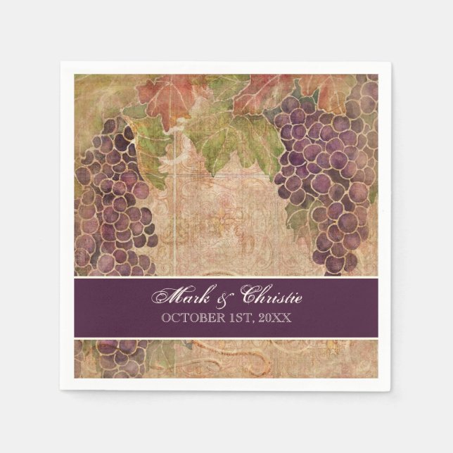 Serviette Jetable Dessert Réception Naples Vignoble Vignoble Mariage (Devant)