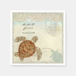 Serviette Jetable Dessert Réception Serviettes Tortue de mer Plage O