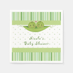 Serviette Jetable Deux petits pois dans une cosse Jumeaux Baby Showe