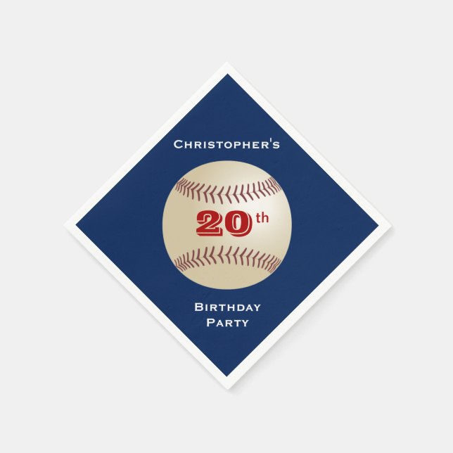 Serviette Jetable Diamant de baseball, fête du 20e anniversaire, nom (Coin)