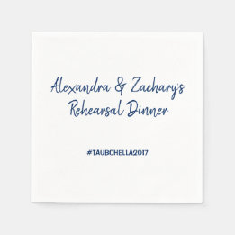 Serviette Jetable Dîner de répétition mariage Napkins Hashtag Navy